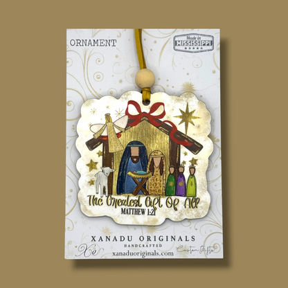 The Greatest Gift of All Nativity Wooden Christmas Ornament