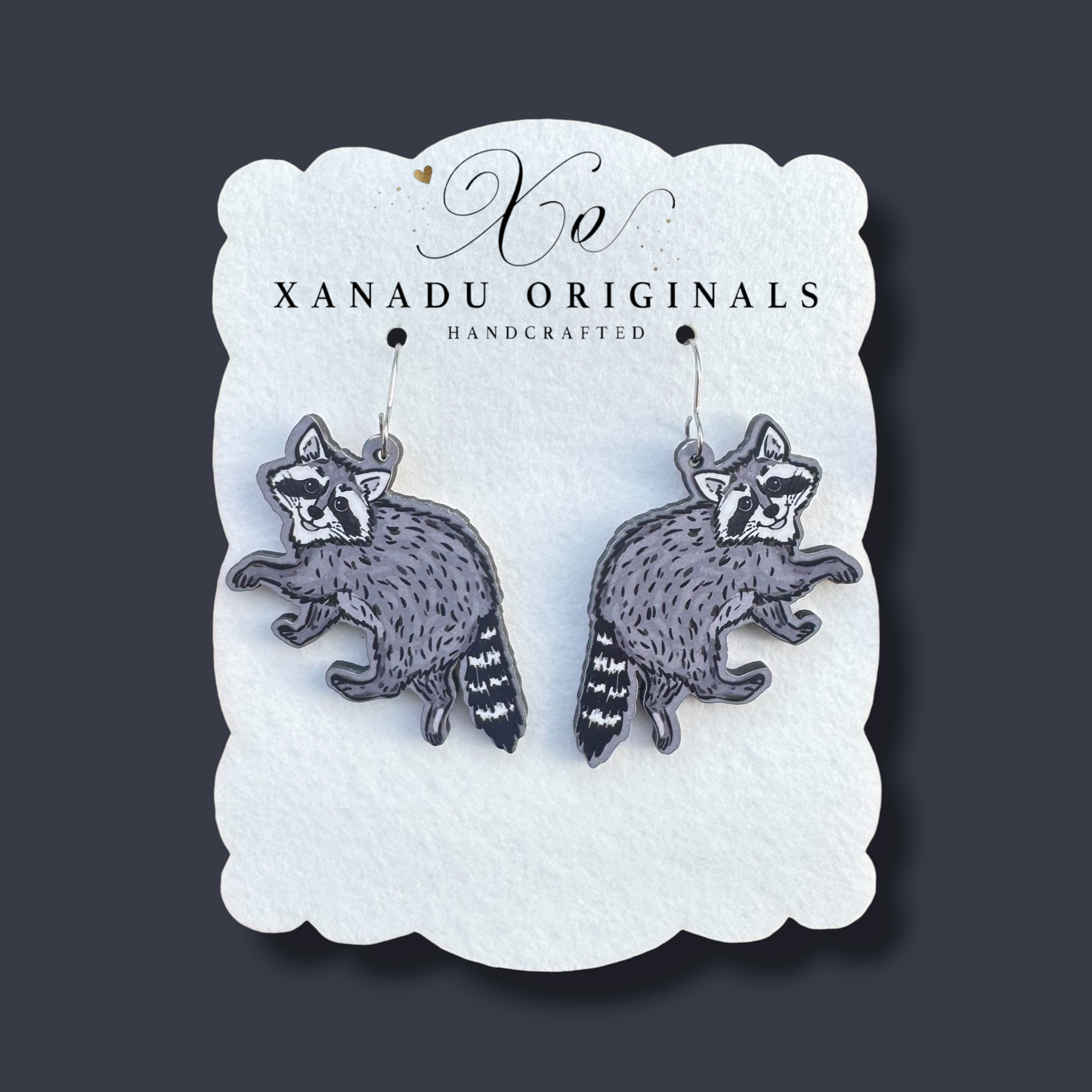 Artisanal Raccoon Dangle Earrings