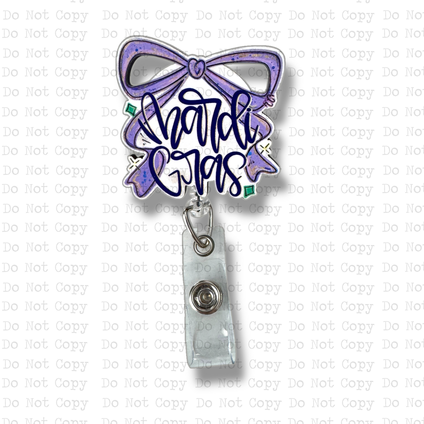 Mardi Gras Bow Interchangeable Badge Button with Reel Option
