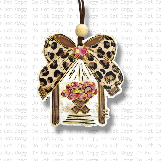 Leopard Bow Nativity Christmas Ornament