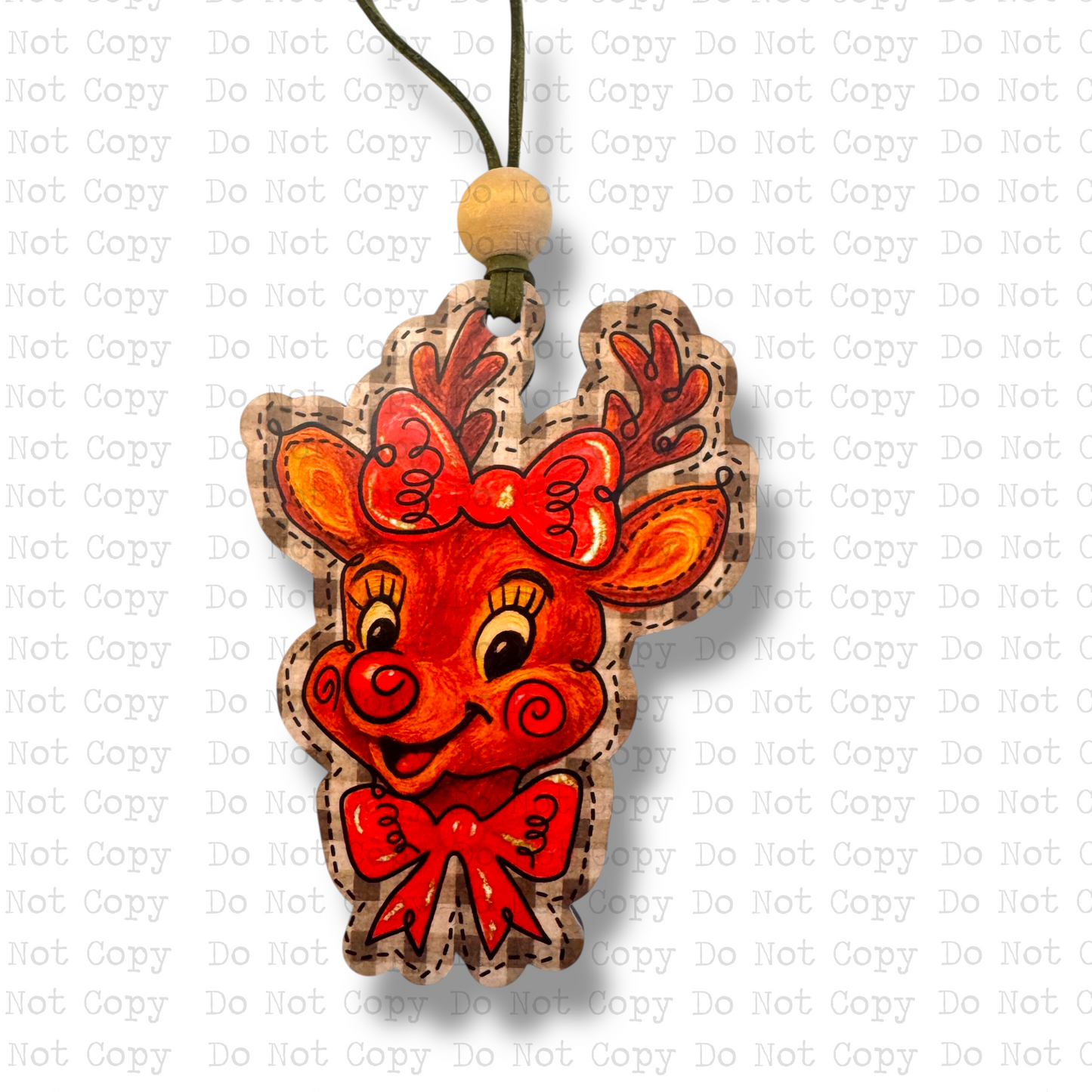 Vintage Bow Reindeer Christmas Ornament