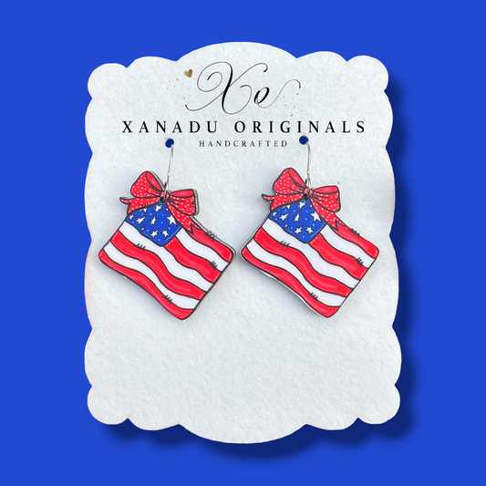 Patriotic Bow Flag Earrings