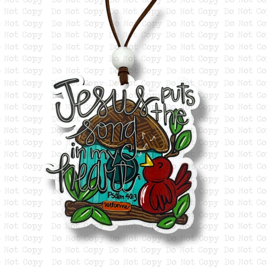 Jesus Puts The Song In My Heart Car Charm