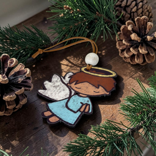 Angel Chalk Boy Christmas Ornament