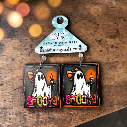Spooky Candle Ghost Dangle Earrings