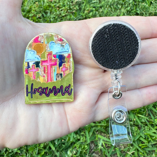 Hosanna Interchangeable Badge Button with Reel Option