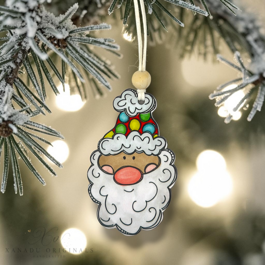 Polkadot Hat Santa Christmas Ornament