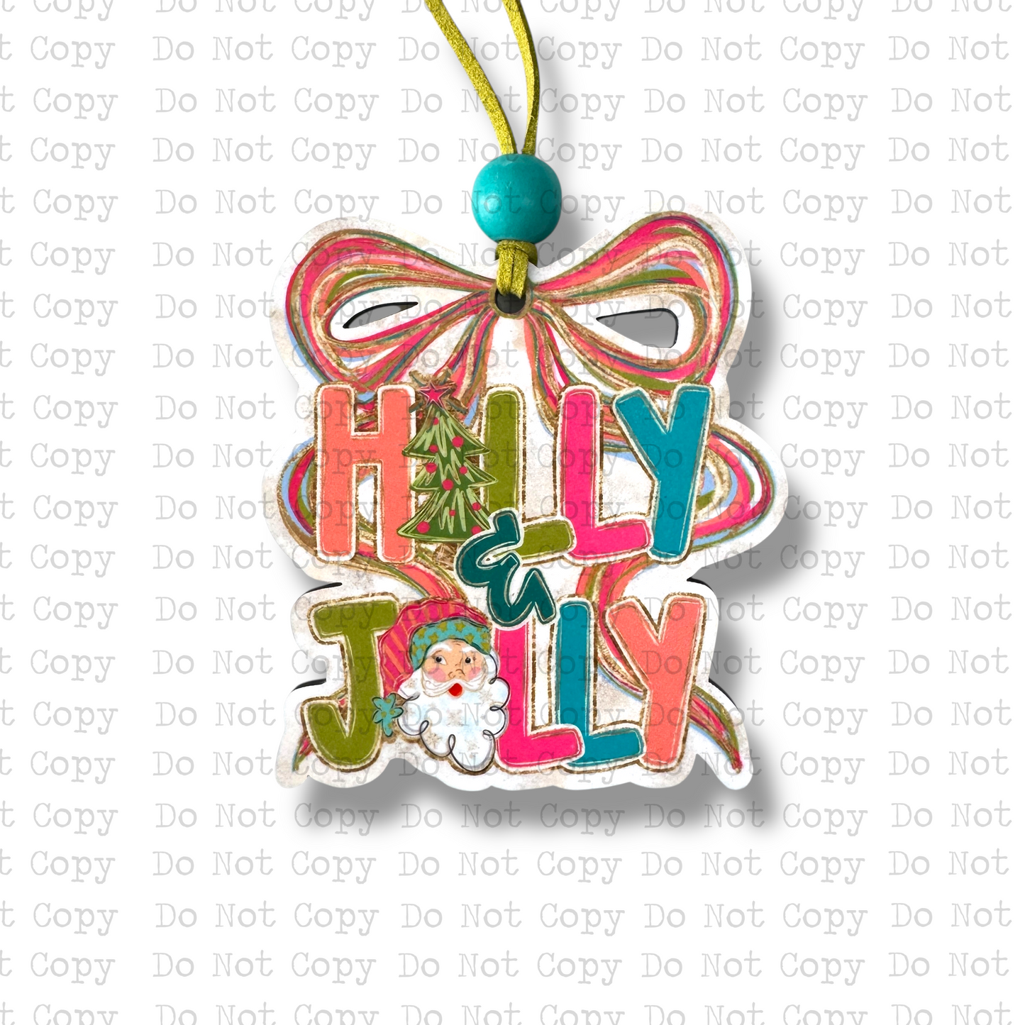 Jolly Santa Bow Christmas Ornament