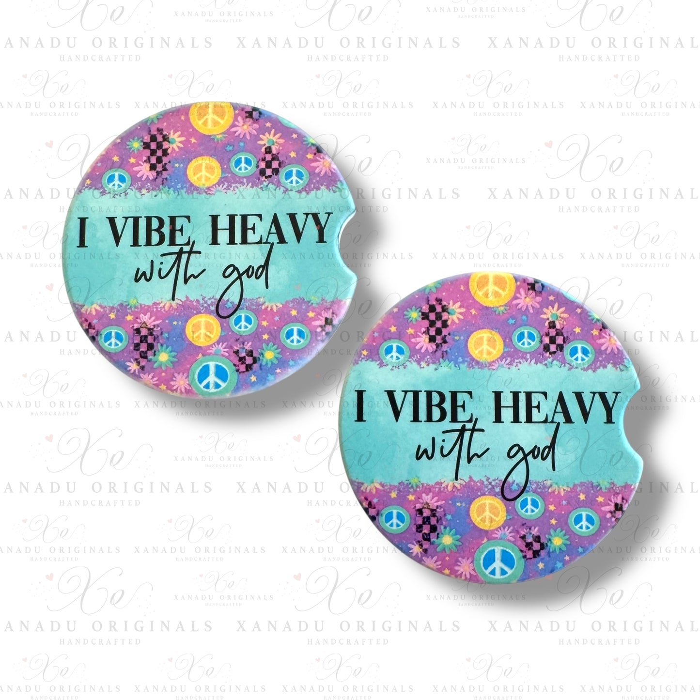I Vibe Heavy With Jesus Ceramic Car Coasters