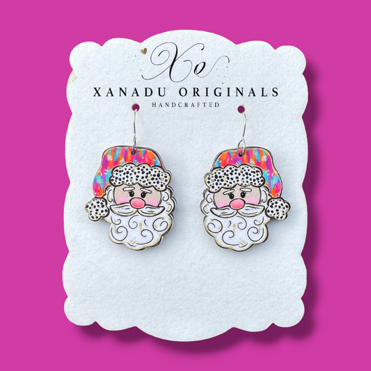 Colorful Pattern Santa Claus Earrings
