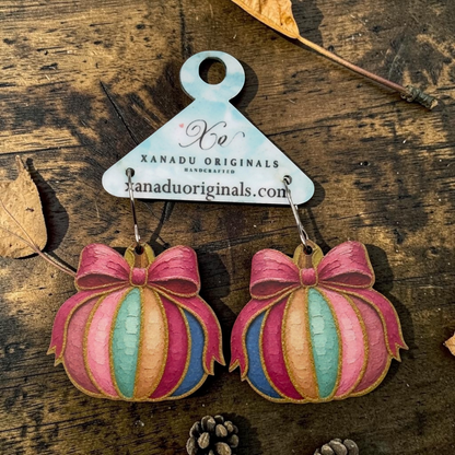 Impasto Painted Pumpkin Dangle Earrings