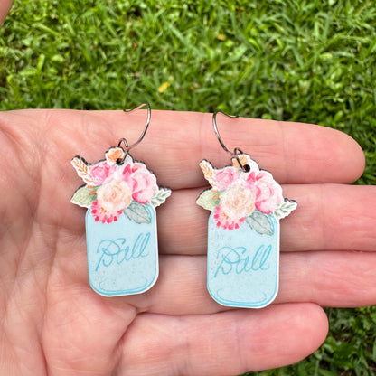 Floral Mason Jar Earrings