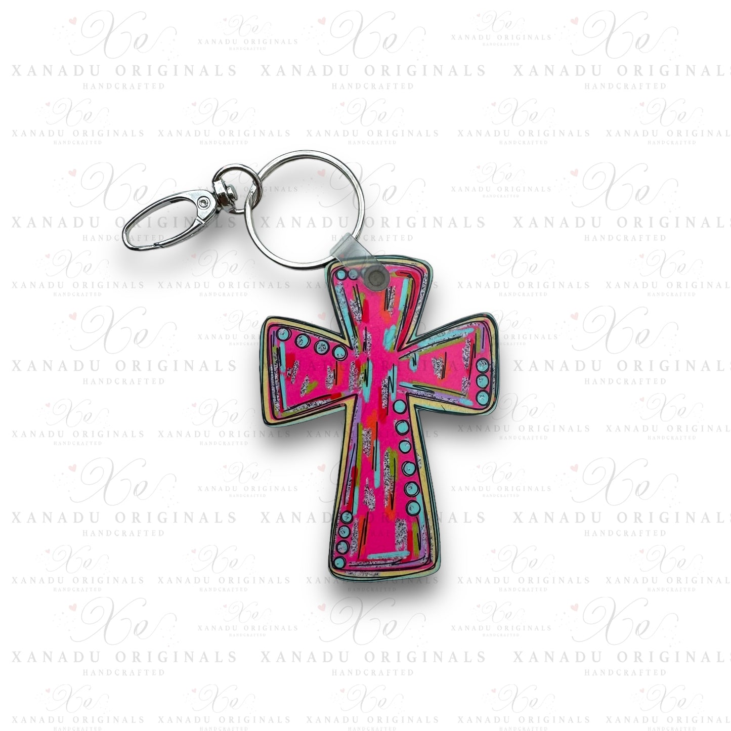 Pink Cross Keychain | Bag Tag