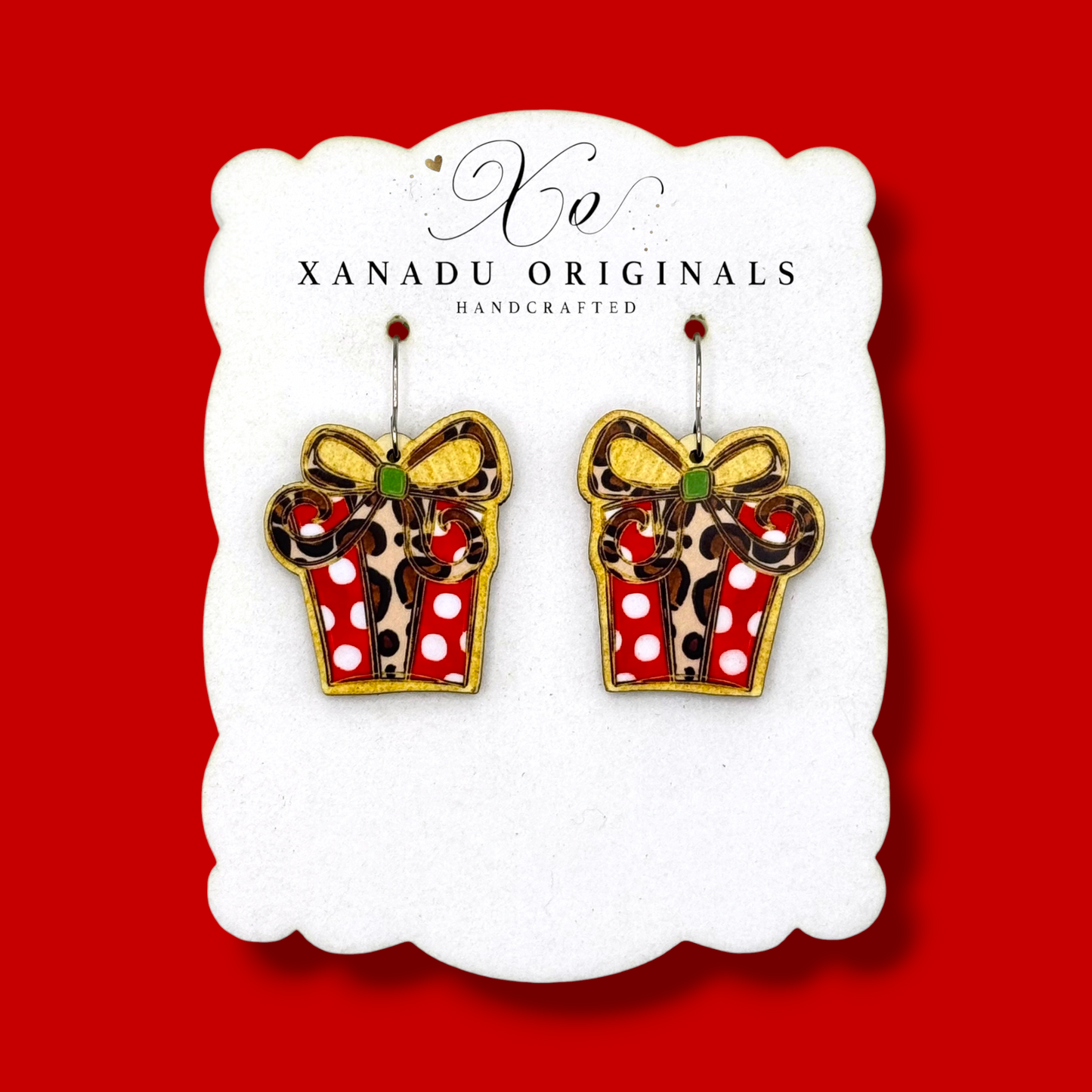 Red Polka Dot Present Earrings