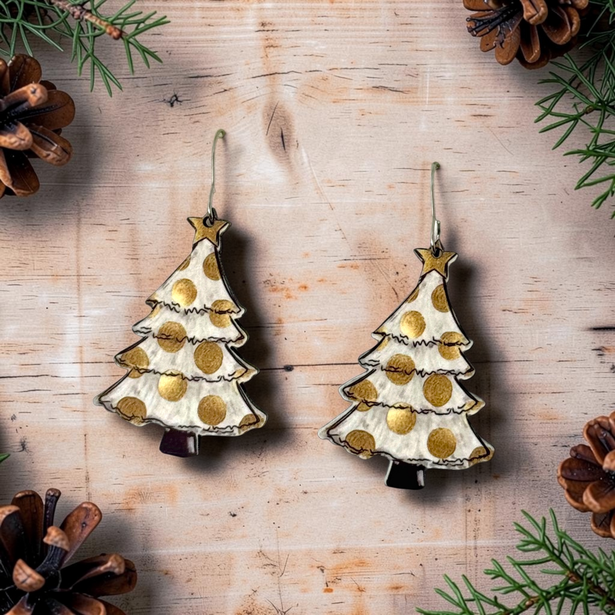 Golden Dot Christmas Tree Earrings Earrings