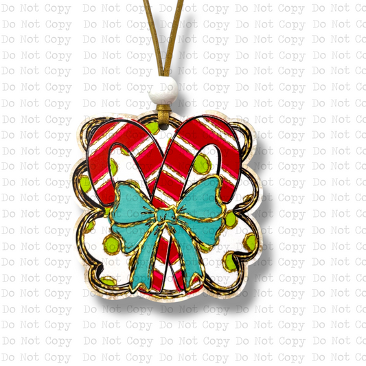 Candy Canes Bow Christmas Ornament