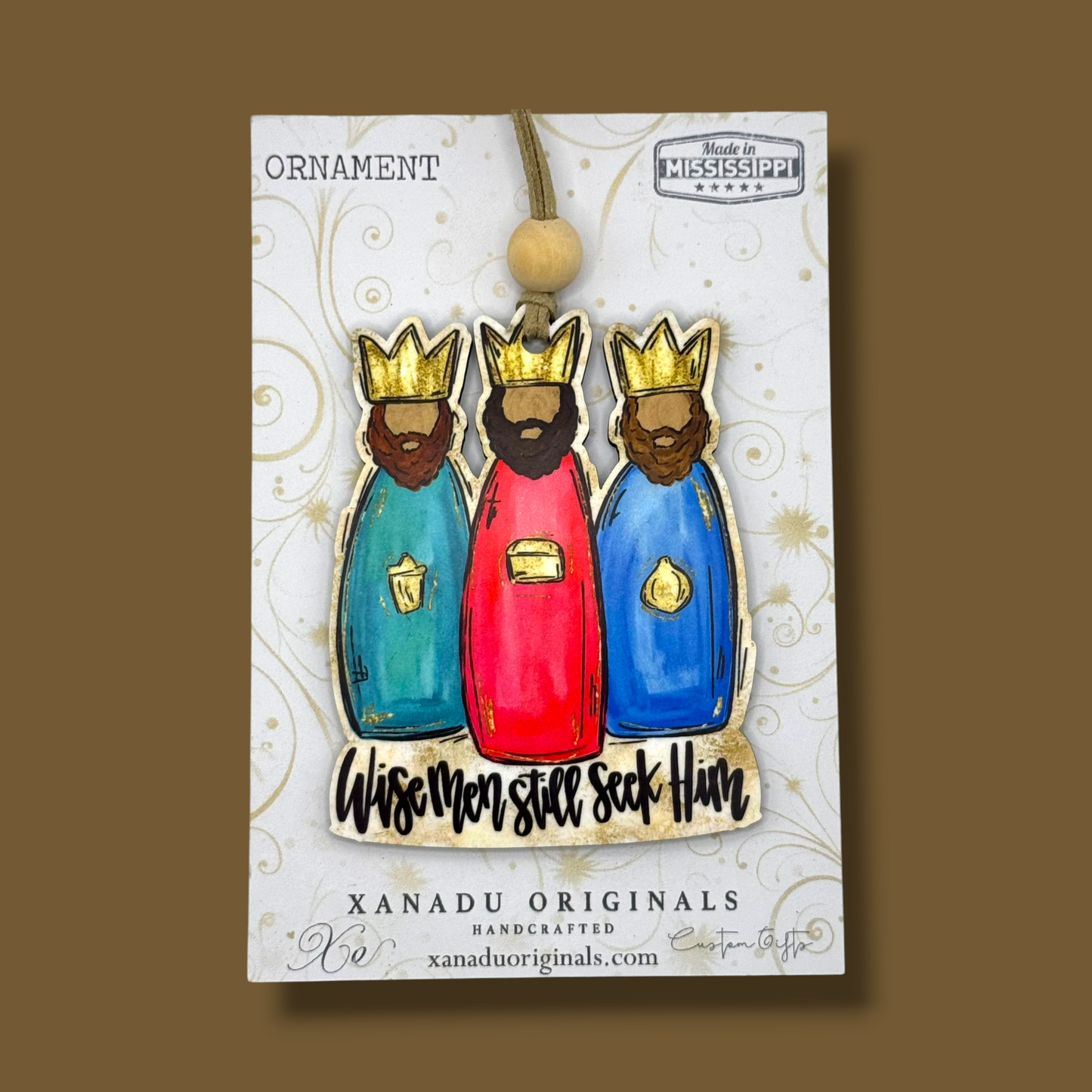 Wise Men Still Seek Him Three Kings Ornament, Traditional Holiday Tree Decor, Whimsical Hand-Painted Style Keepsake