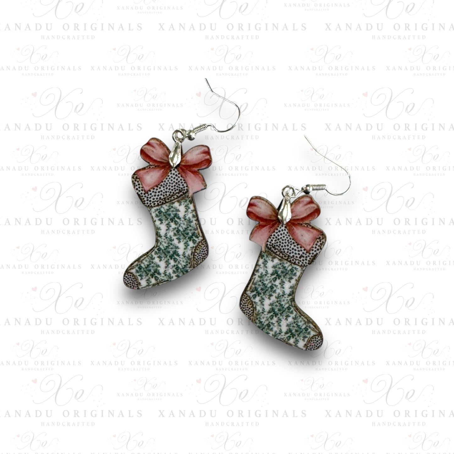 Stocking Green Toile Earrings