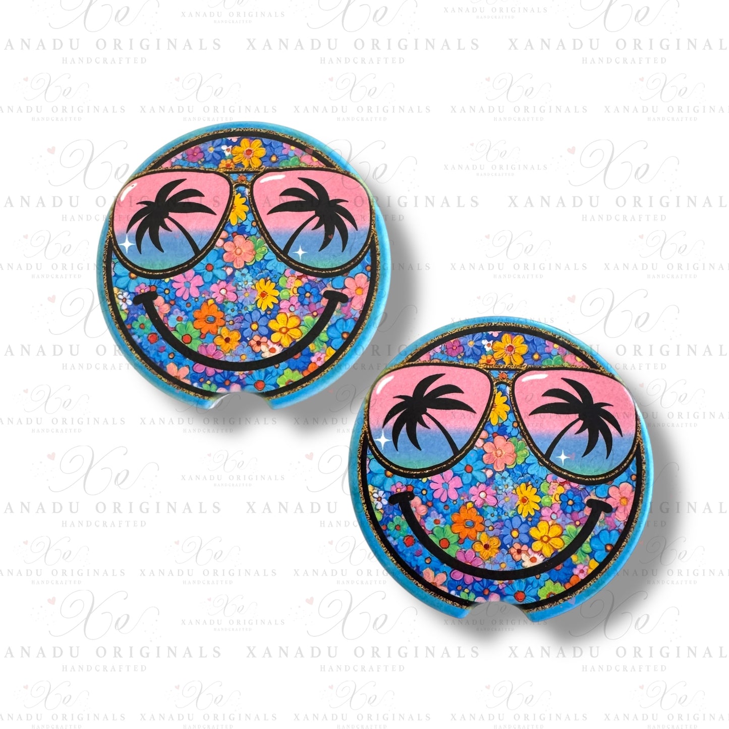 Tropical Flower Ceramic Car Coasters