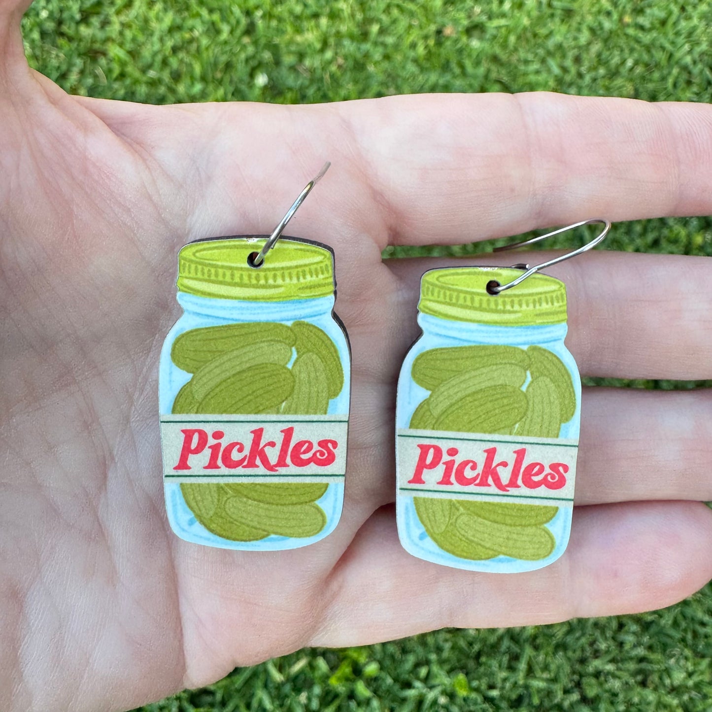 Retro Pickle Jar Dangle Earrings