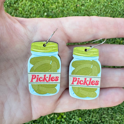 Retro Pickle Jar Dangle Earrings