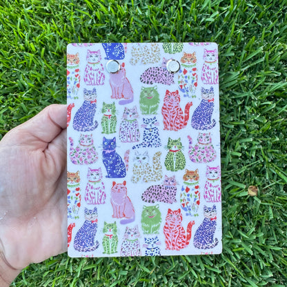 Whimsical Pastel Cat Pattern Mini Clipboard Notepad Holder