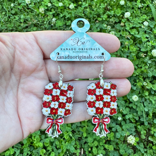 Poppies Floral Bouquet Dangle Earrings