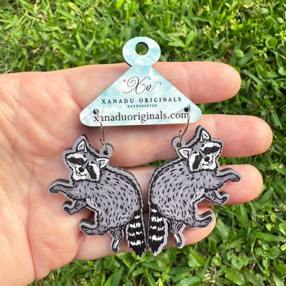 Artisanal Raccoon Dangle Earrings