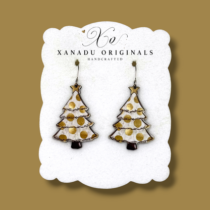 Golden Dot Christmas Tree Earrings Earrings