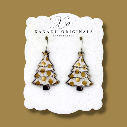 Golden Dot Christmas Tree Earrings Earrings