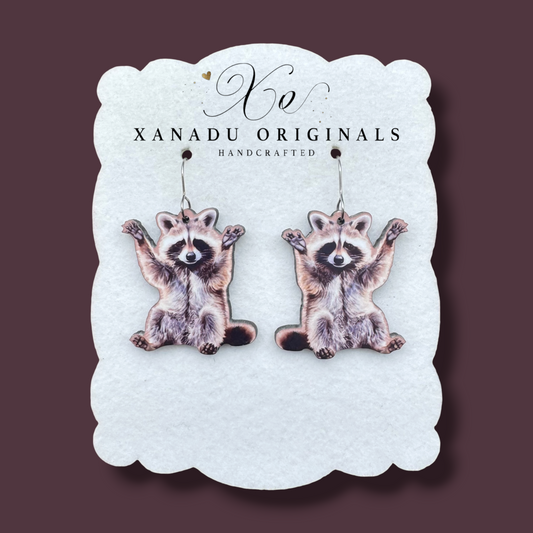 Raccoon Waving Earrings
