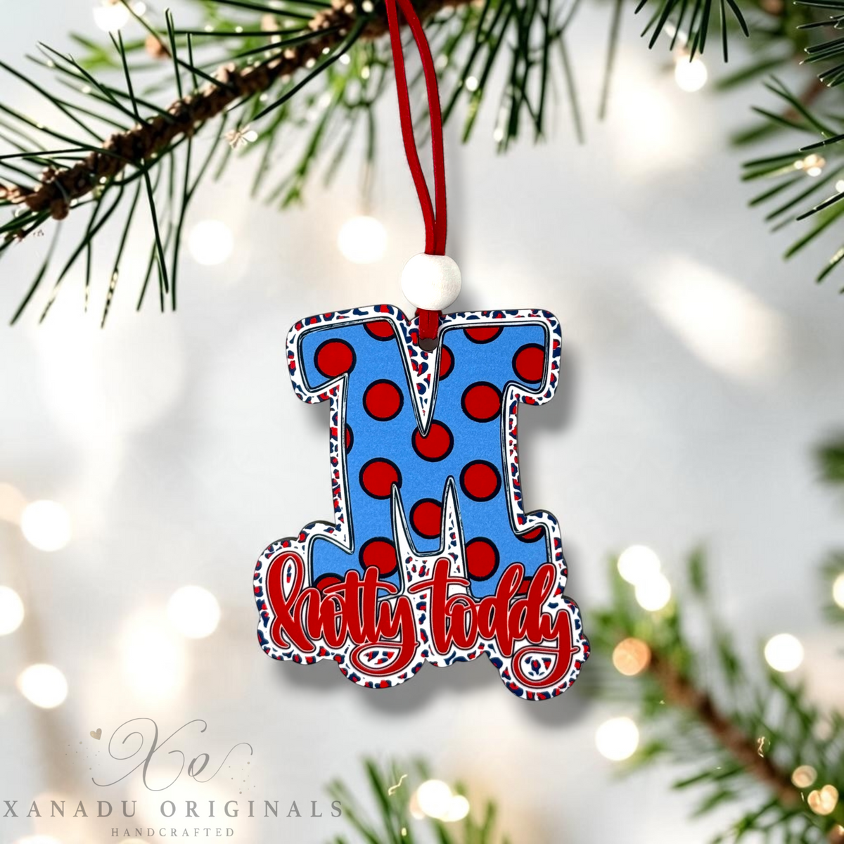 Hotty Toddy Script Monogram Wood Ornament - Whimsical Southern Gameday Gift