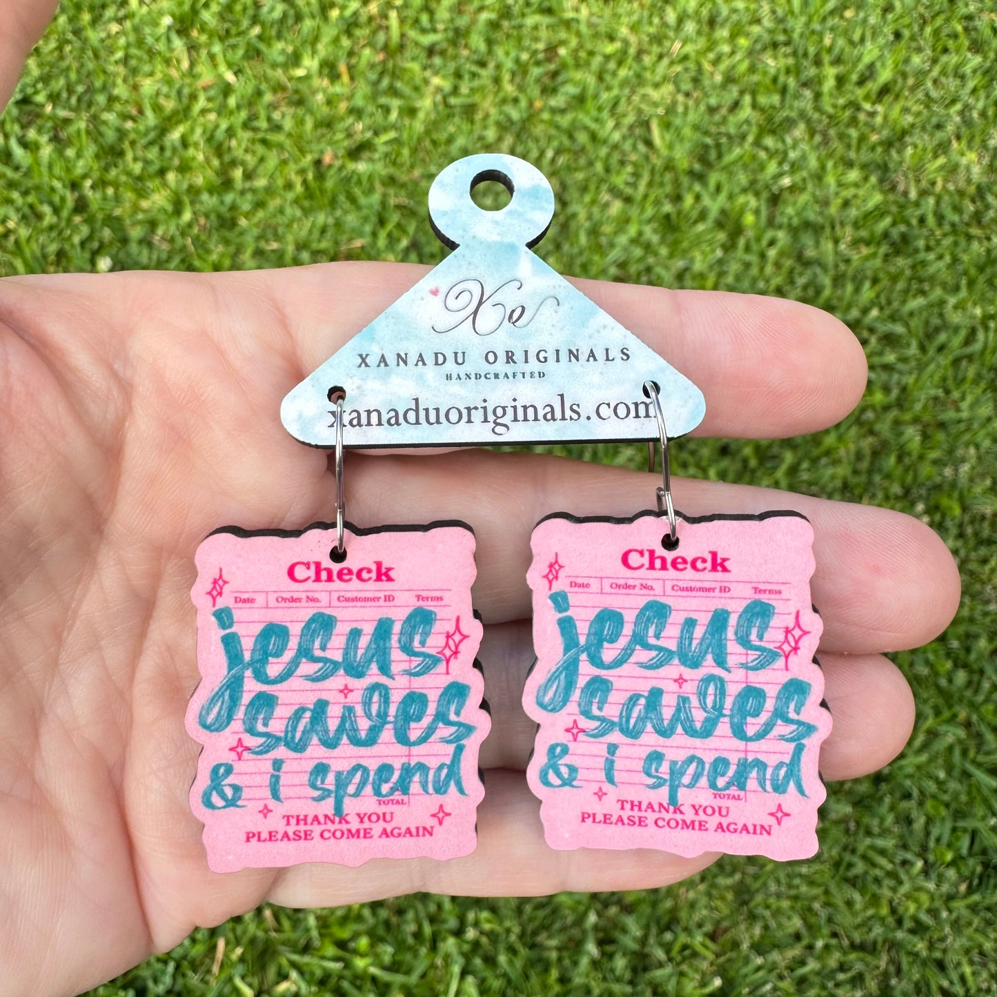 Jesus Saves I Spend Earrings