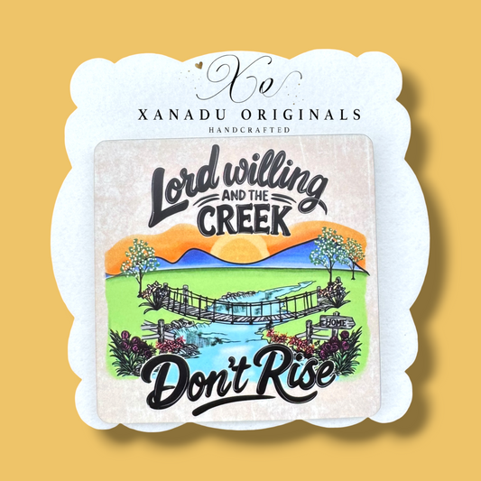 Lord Willing and the Creek Don't Rise Vintage Landscape Coaster