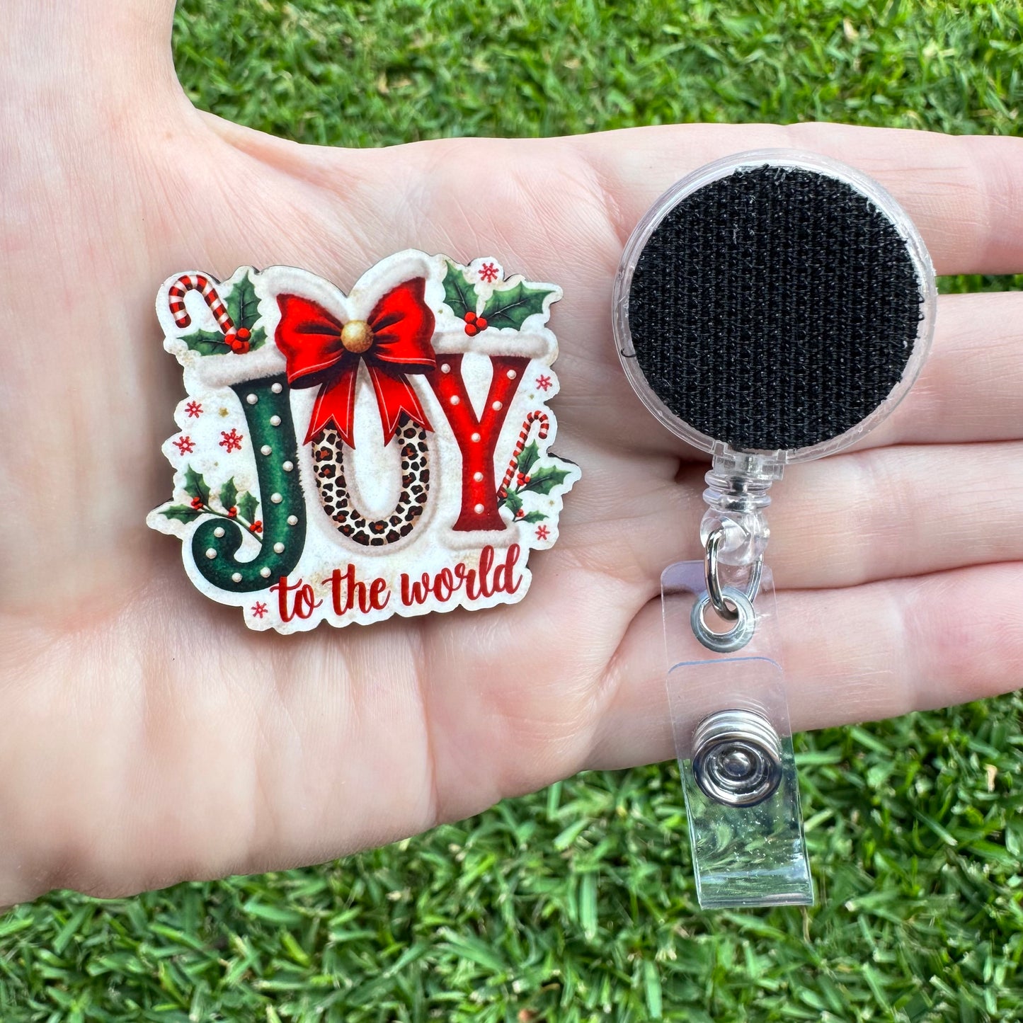 Joy To The World Interchangeable Badge Button with Reel Option