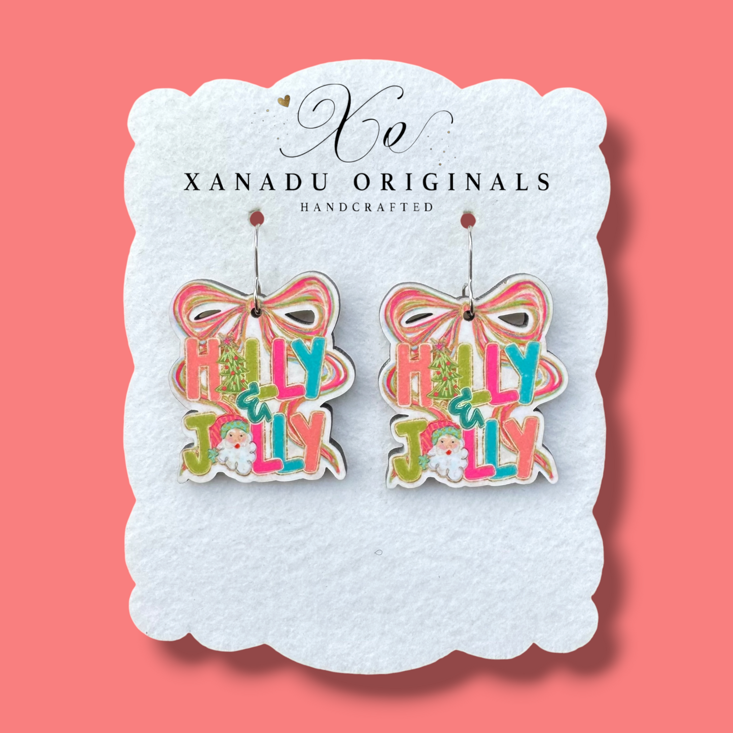 Jolly Santa Bow Earrings