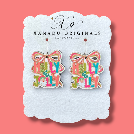 Jolly Santa Bow Earrings
