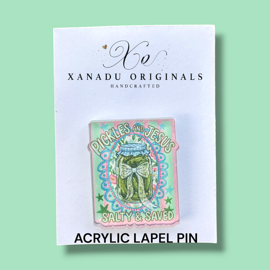 Salty And Saved Pickles Lapel Pin