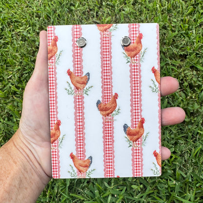 Country Hen & Red Gingham Mini Clipboard Notepad Holder