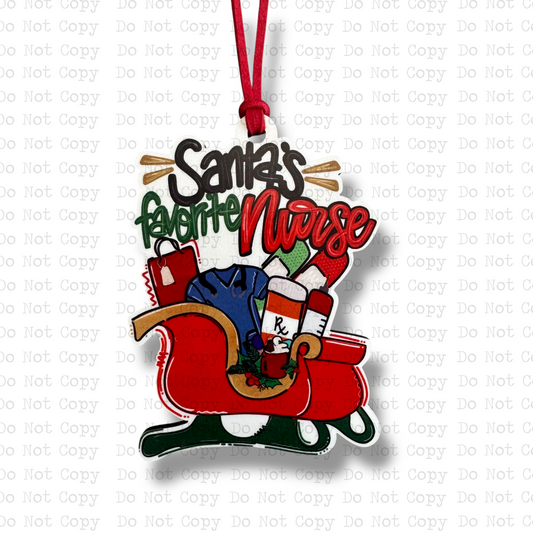 Santa's Favorite Nurse Christmas Ornament