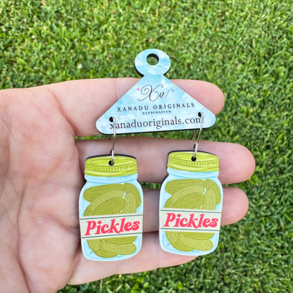 Retro Pickle Jar Dangle Earrings