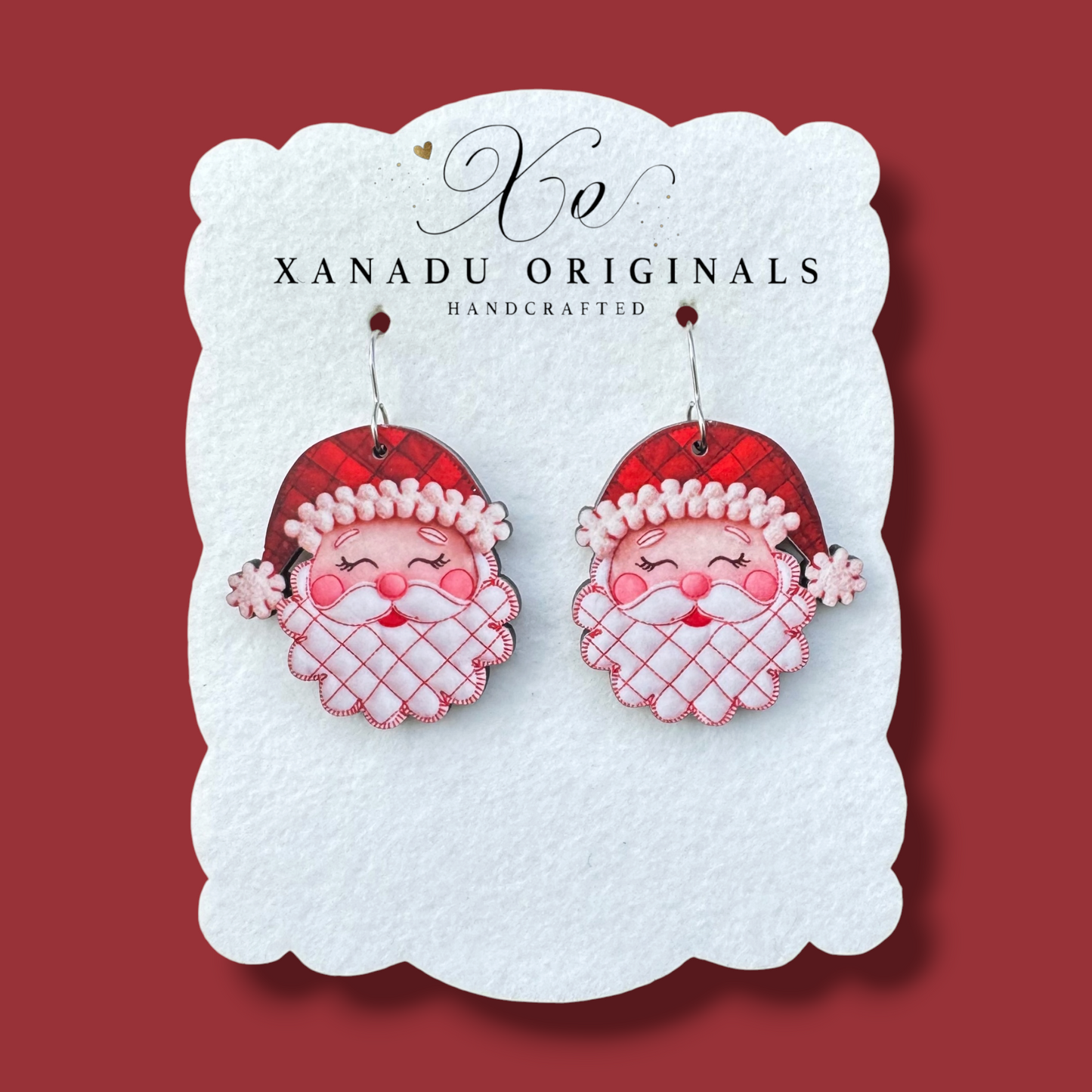 Patchwork Santa Earrings
