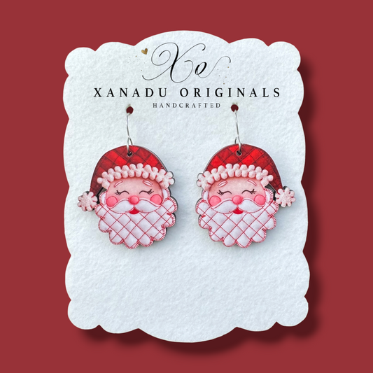 Patchwork Santa Earrings