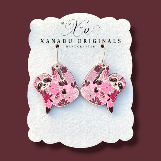Floral Sloth Dangle Earrings