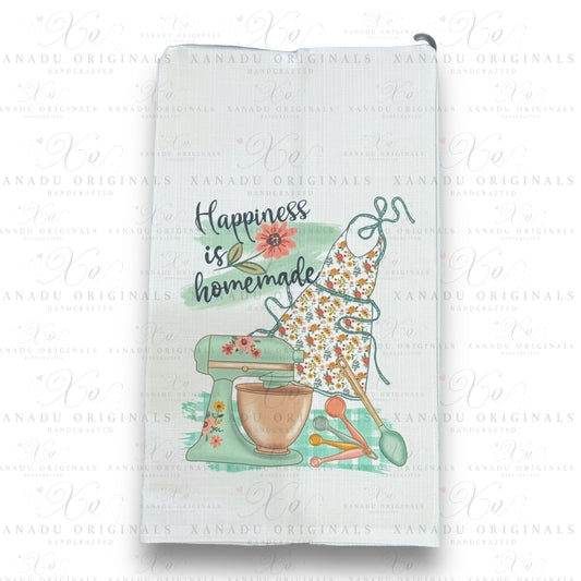 Linen Happiness Is Homemade Tea Towel
