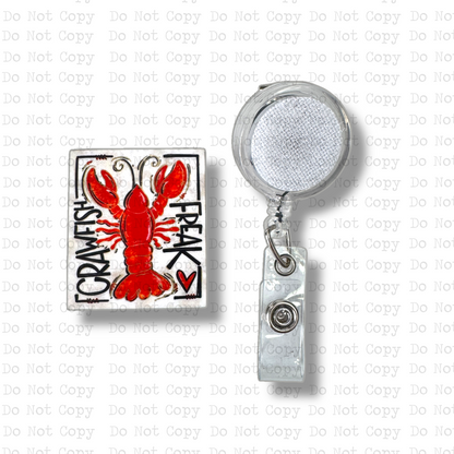Crawfish Freak Interchangeable Badge Button with Reel Option