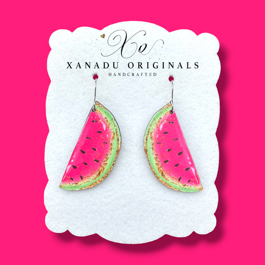 Pink Watermelon Slice Earrings