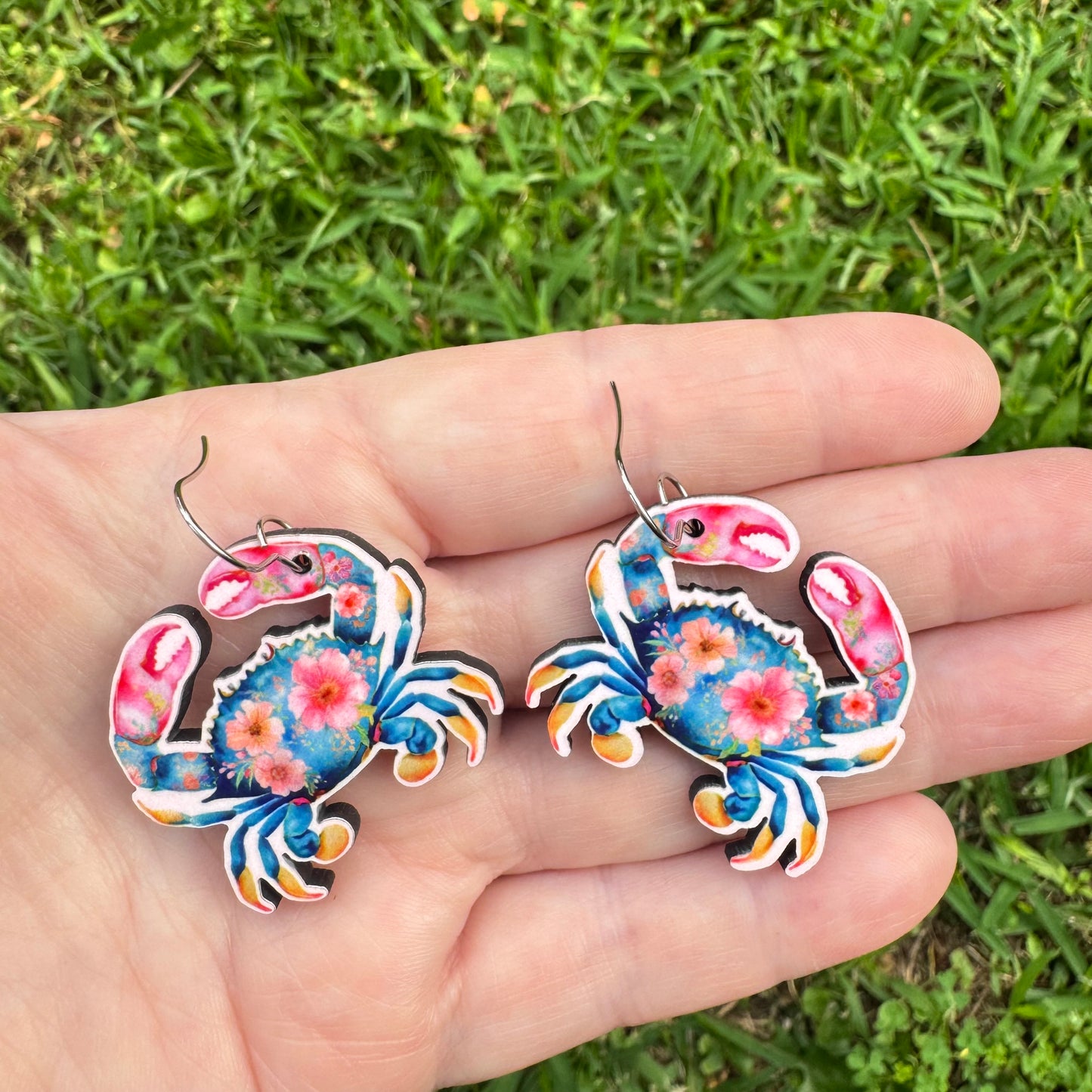 Floral Crab Dangle Earrings