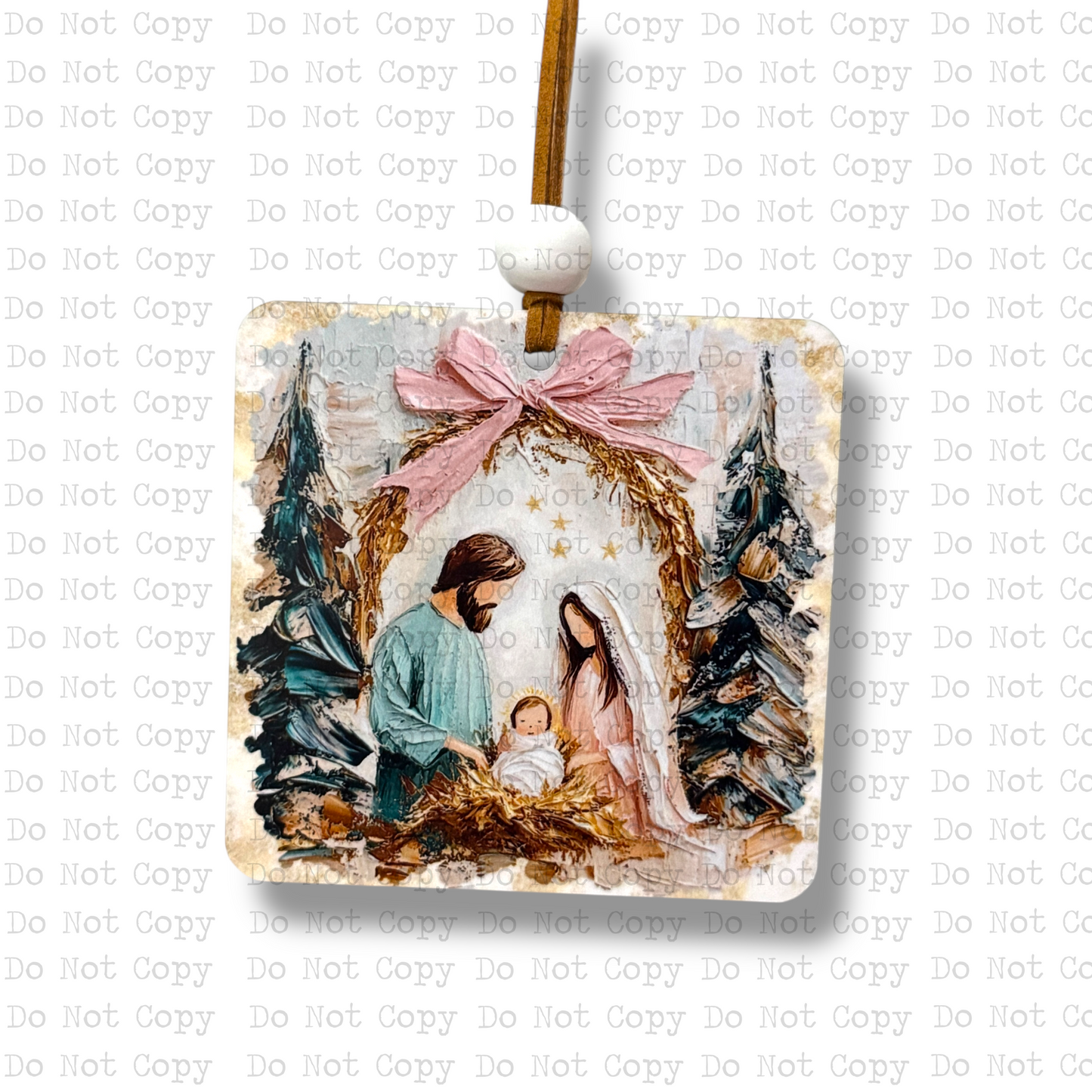 Brushstroke Nativity Scene Christmas Ornament