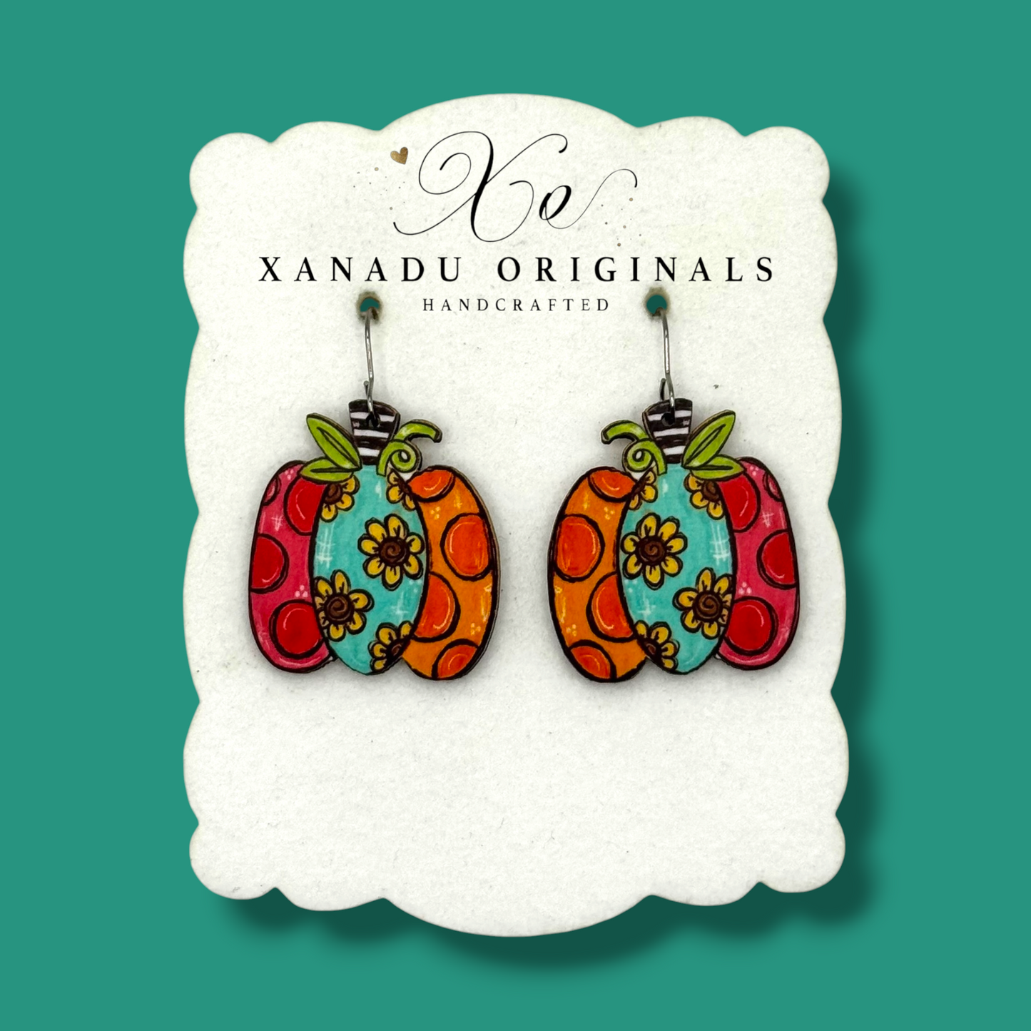Whimsical Flower Pumpkin Earrings